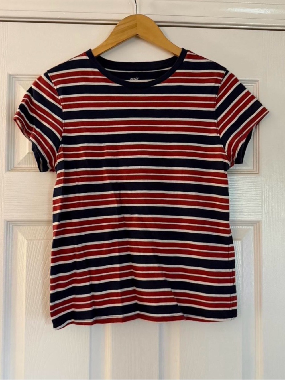 Aerie Striped Crewneck Tee in Navy, Red & White